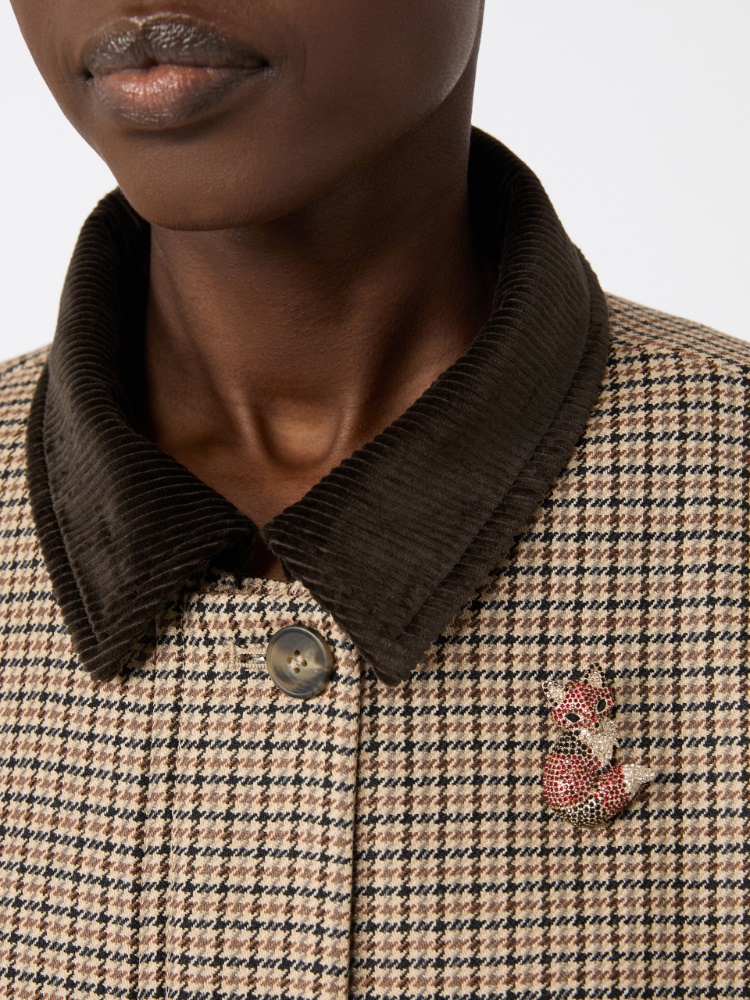 Metal brooch with rhinestones - BROWN - 4
