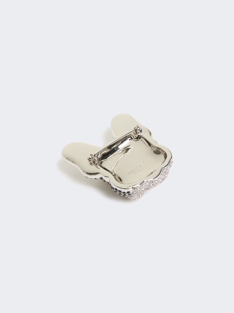 Metal brooch with rhinestones - BLACK - 2