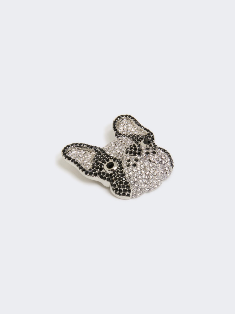 Metal brooch with rhinestones - BLACK - 3