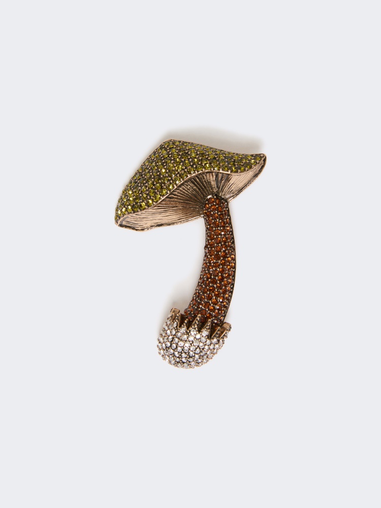 Metal brooch with rhinestones - OLIVE GREEN - Max Mara