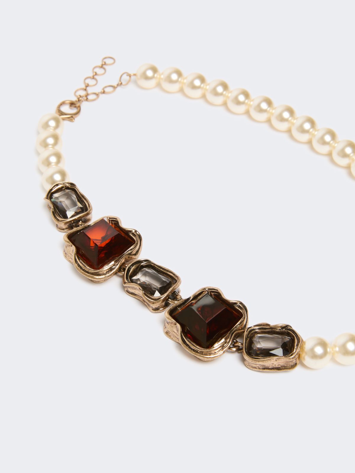 Collar estilo art déco con perlas y piedras - ORO - Max Mara - 2