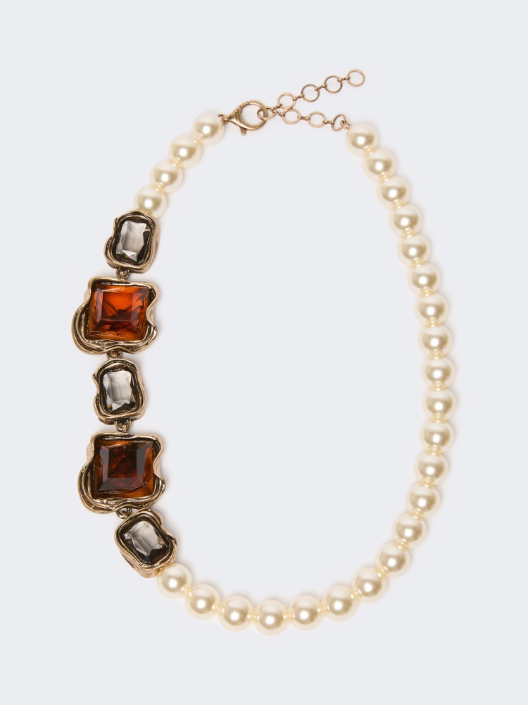Collar estilo art déco con perlas y piedras - ORO