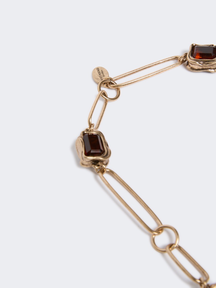 Deco chain necklace with gemstones - GOLD - Max Mara - 3