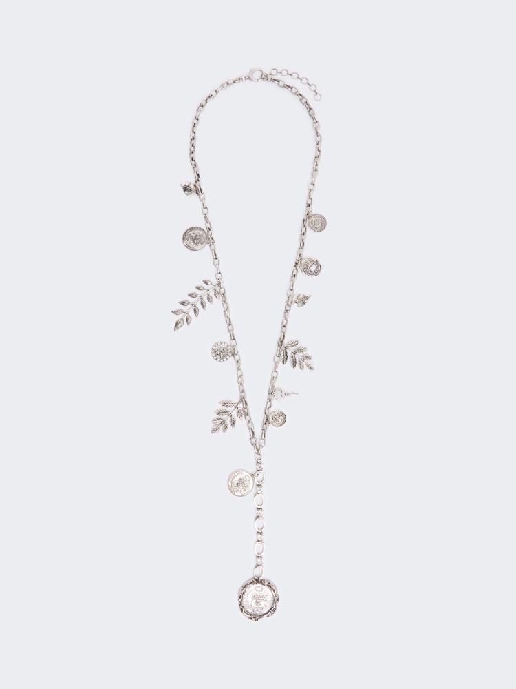 Metal chain necklace with charms - SILVER - Max Mara