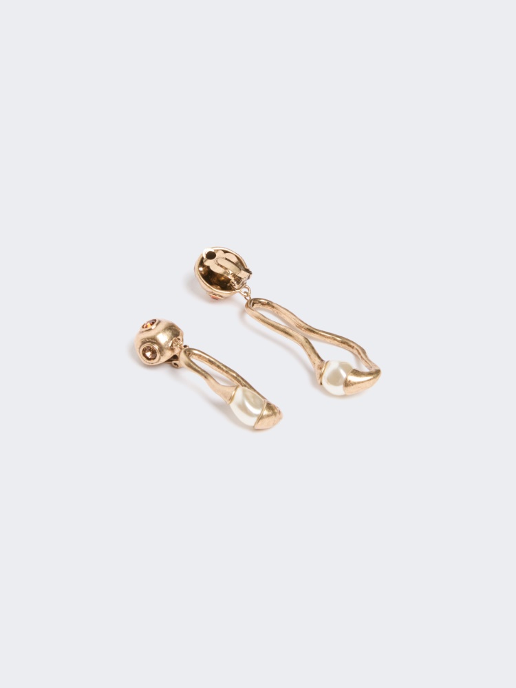 Ohrringe aus Metall mit Anhänger und Perlen - GOLD - 2