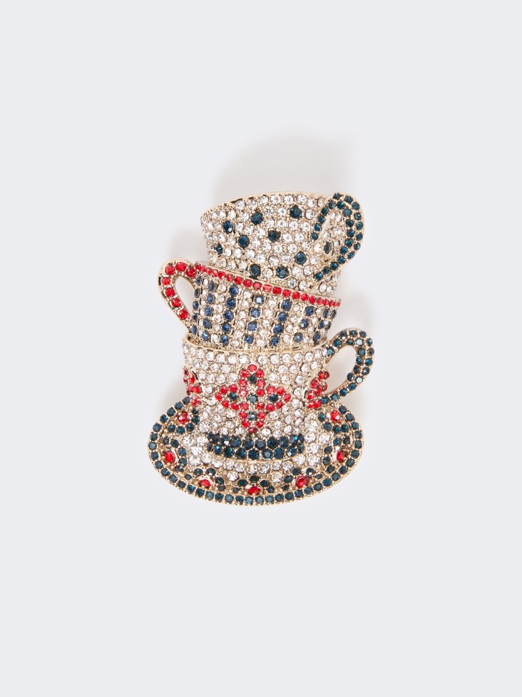 Broche con strass - PLATA