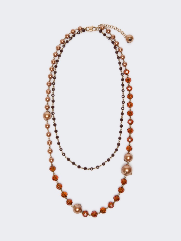 Collana doppio filo con perle e perline - ORO