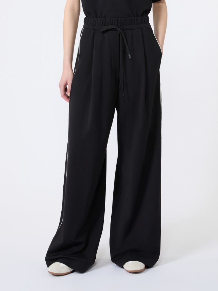 Wide-fit Milano-knit jersey trousers - BLACK - 2