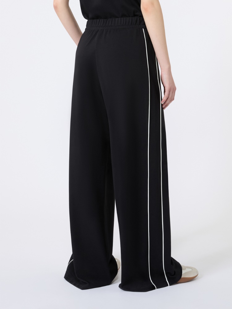 Wide-fit Milano-knit jersey trousers - BLACK - 3