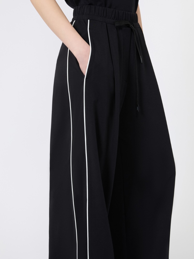 Wide-fit Milano-knit jersey trousers - BLACK - 4