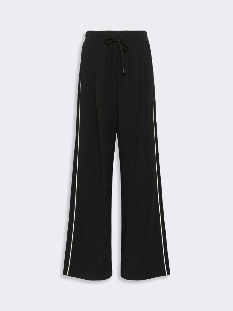 Wide-fit Milano-knit jersey trousers - BLACK - 5