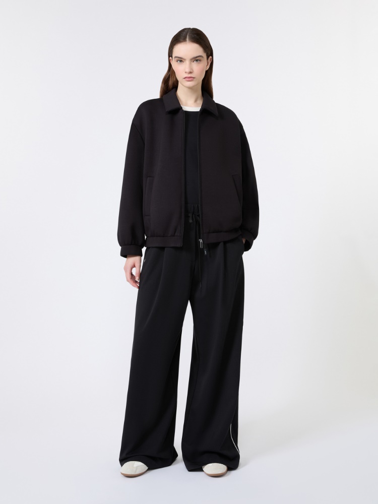 Wide-fit Milano-knit jersey trousers - BLACK