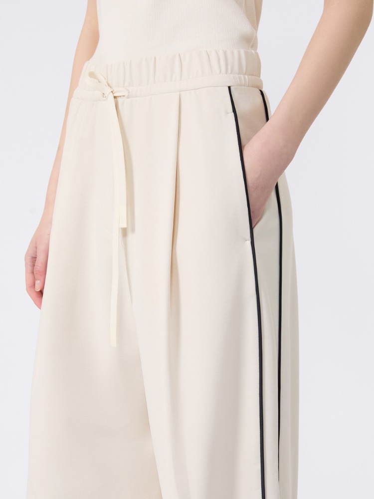 Wide-fit Milano-knit jersey trousers - IVORY - 4