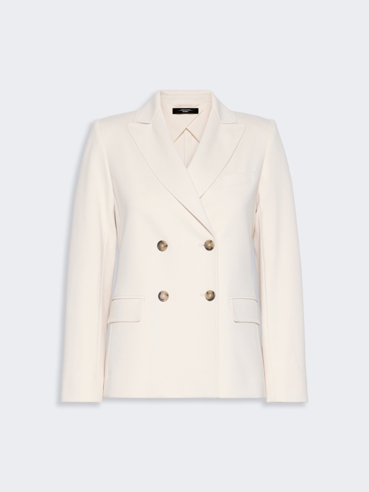 Milano-knit double-breasted jersey blazer - IVORY