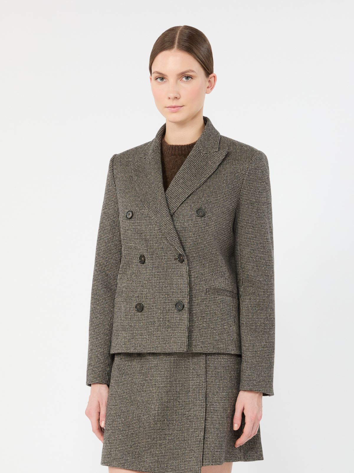 Double-breasted jacket in micro jacquard jersey - BROWN - Max Mara - 2