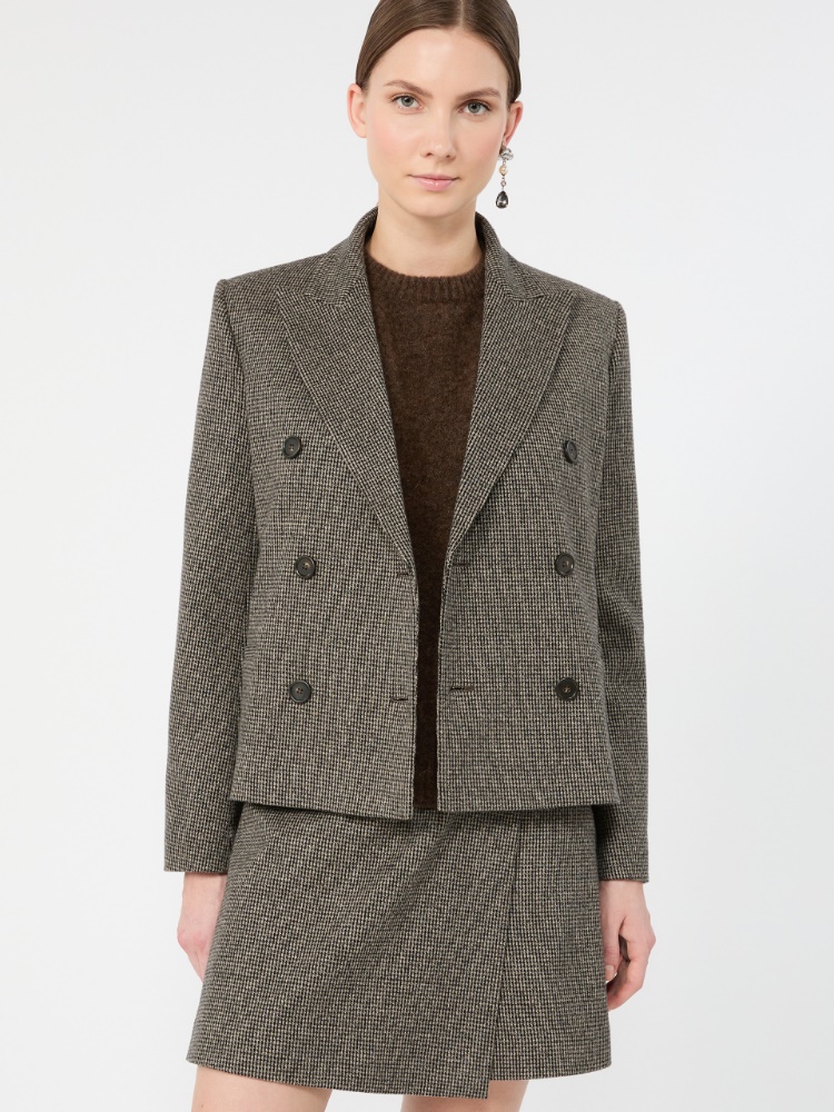 Double-breasted jacket in micro jacquard jersey - BROWN - Max Mara - 4