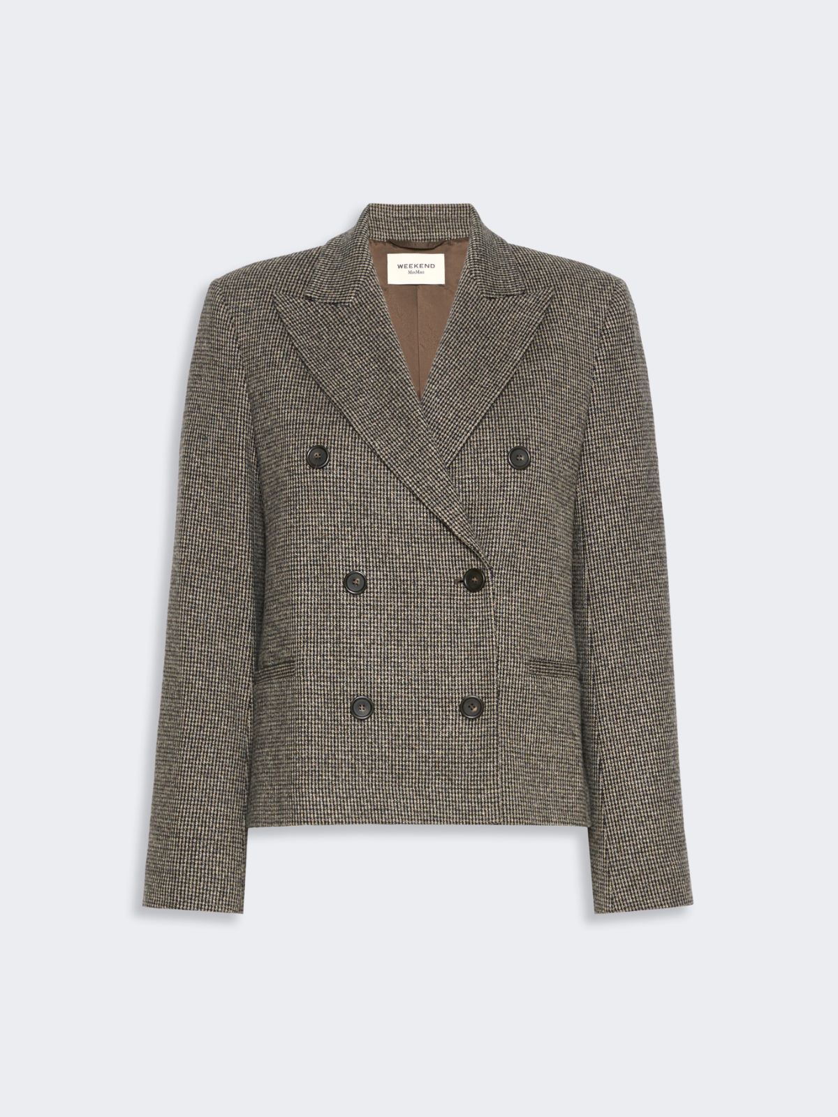 Max Mara Double-breasted Jacket In Micro Jacquard Jersey In Brown