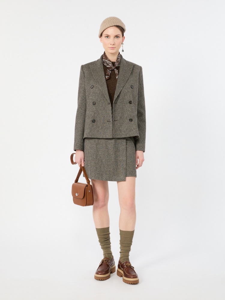 Double-breasted jacket in micro jacquard jersey - BROWN - Max Mara