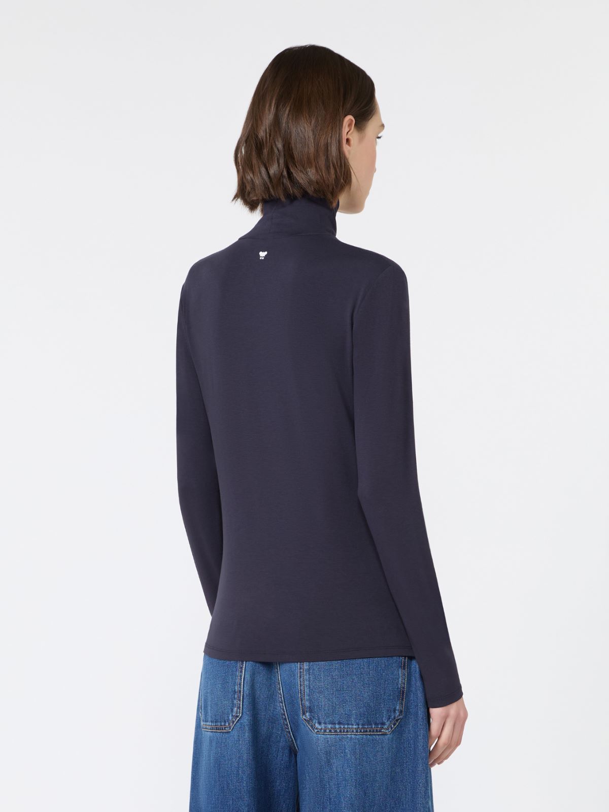 Slim-fit top in stretch viscose jersey - NAVY - Max Mara - 3