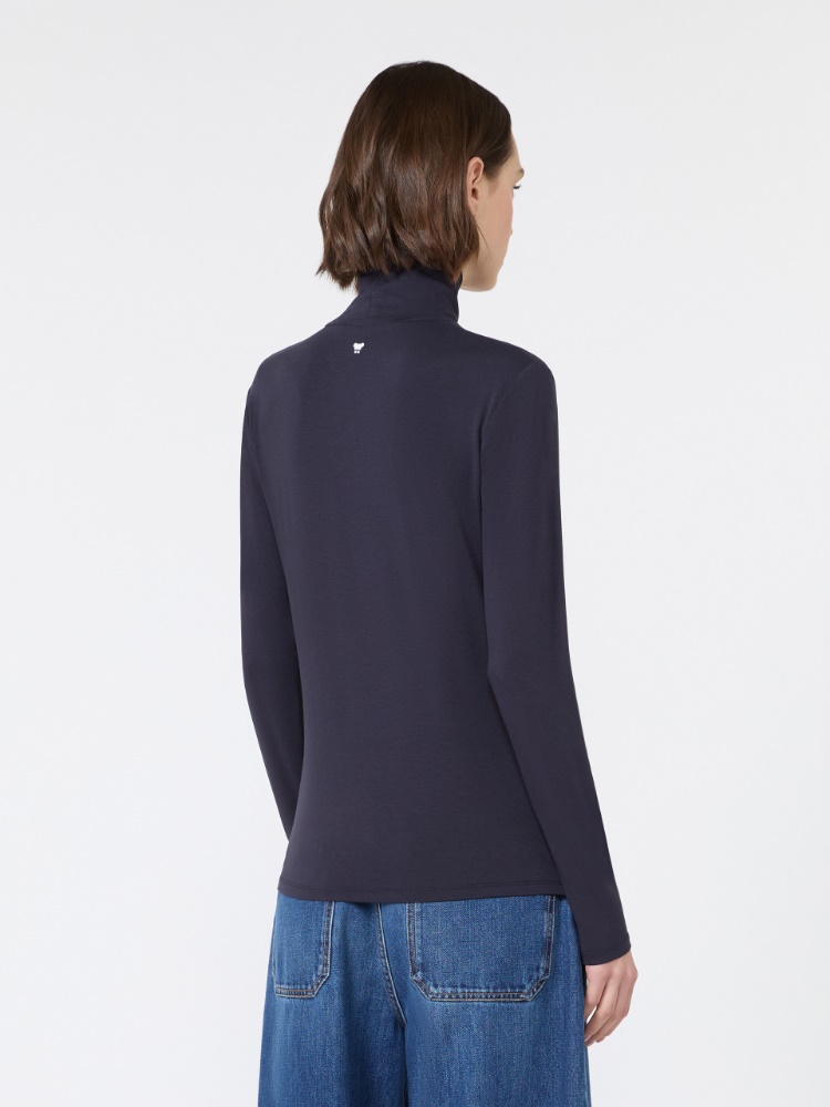 Slim-fit top in stretch viscose jersey - NAVY - Max Mara - 3