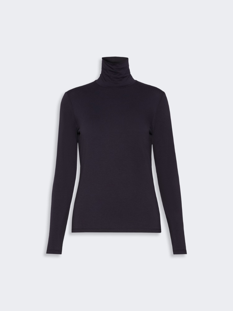 Slim-fit top in stretch viscose jersey - NAVY - Max Mara - 5