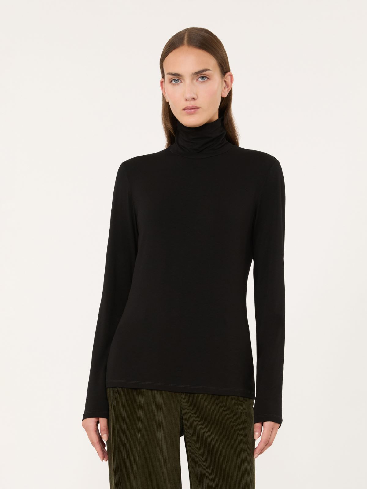 Slim-fit top in stretch viscose jersey - BLACK - Max Mara - 2