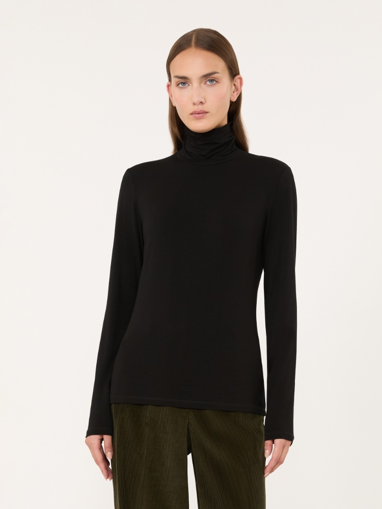 Slim-fit top in stretch viscose jersey - BLACK - Max Mara - 2