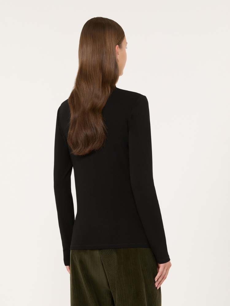 Slim-fit top in stretch viscose jersey - BLACK - Max Mara - 3