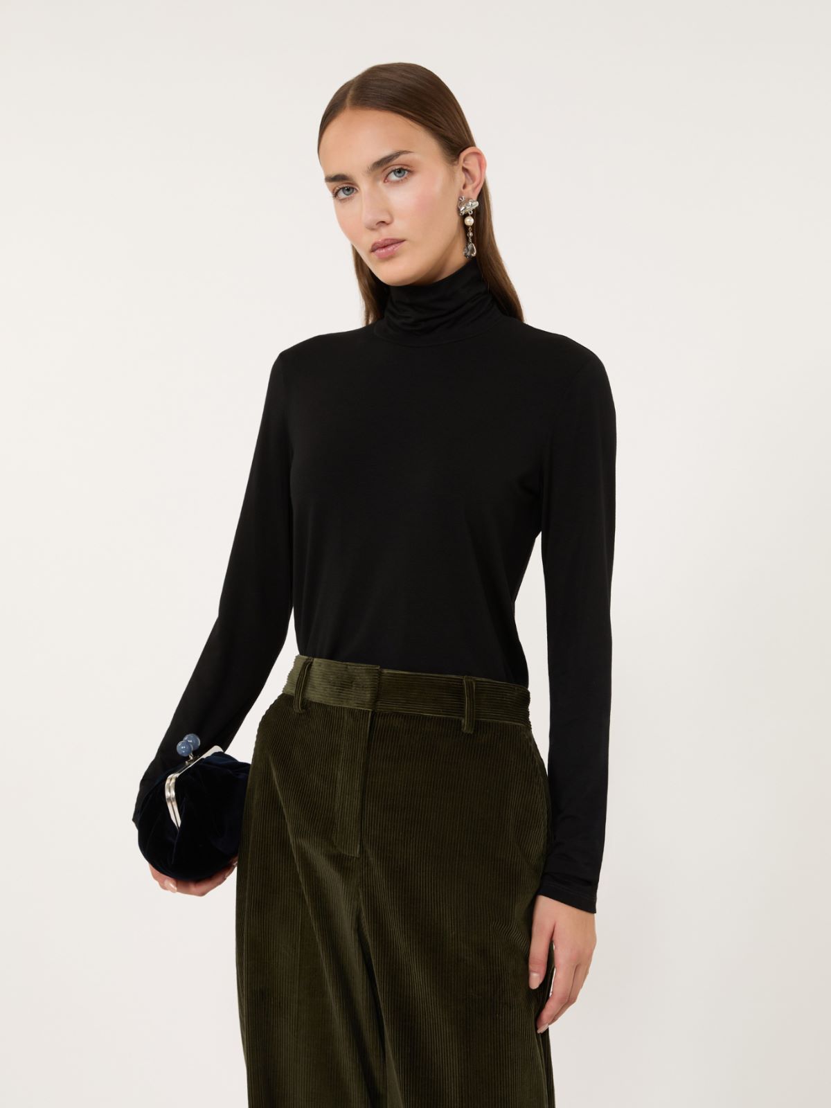Slim-fit top in stretch viscose jersey - BLACK - Max Mara - 4