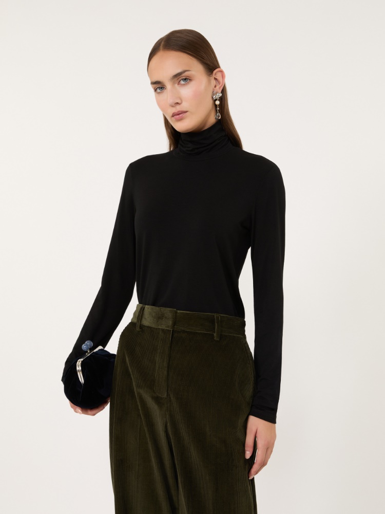 Slim-fit top in stretch viscose jersey - BLACK - Max Mara - 4