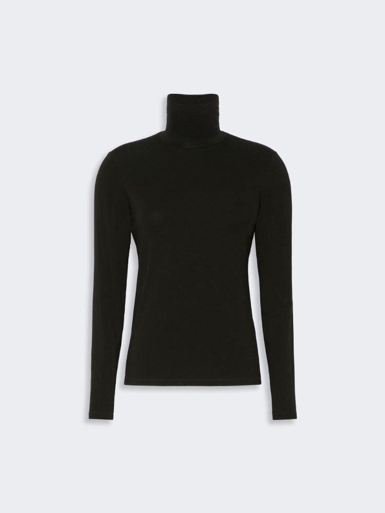 Slim-fit top in stretch viscose jersey - BLACK