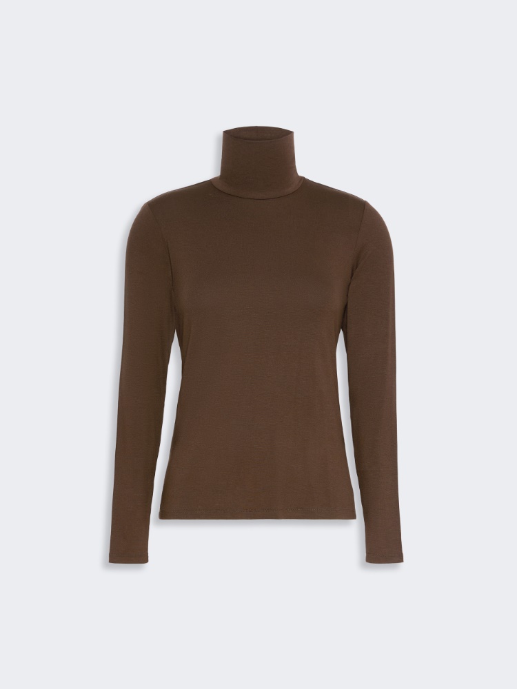 Slim-fit top in stretch viscose jersey - DARK BROWN - Max Mara - 5