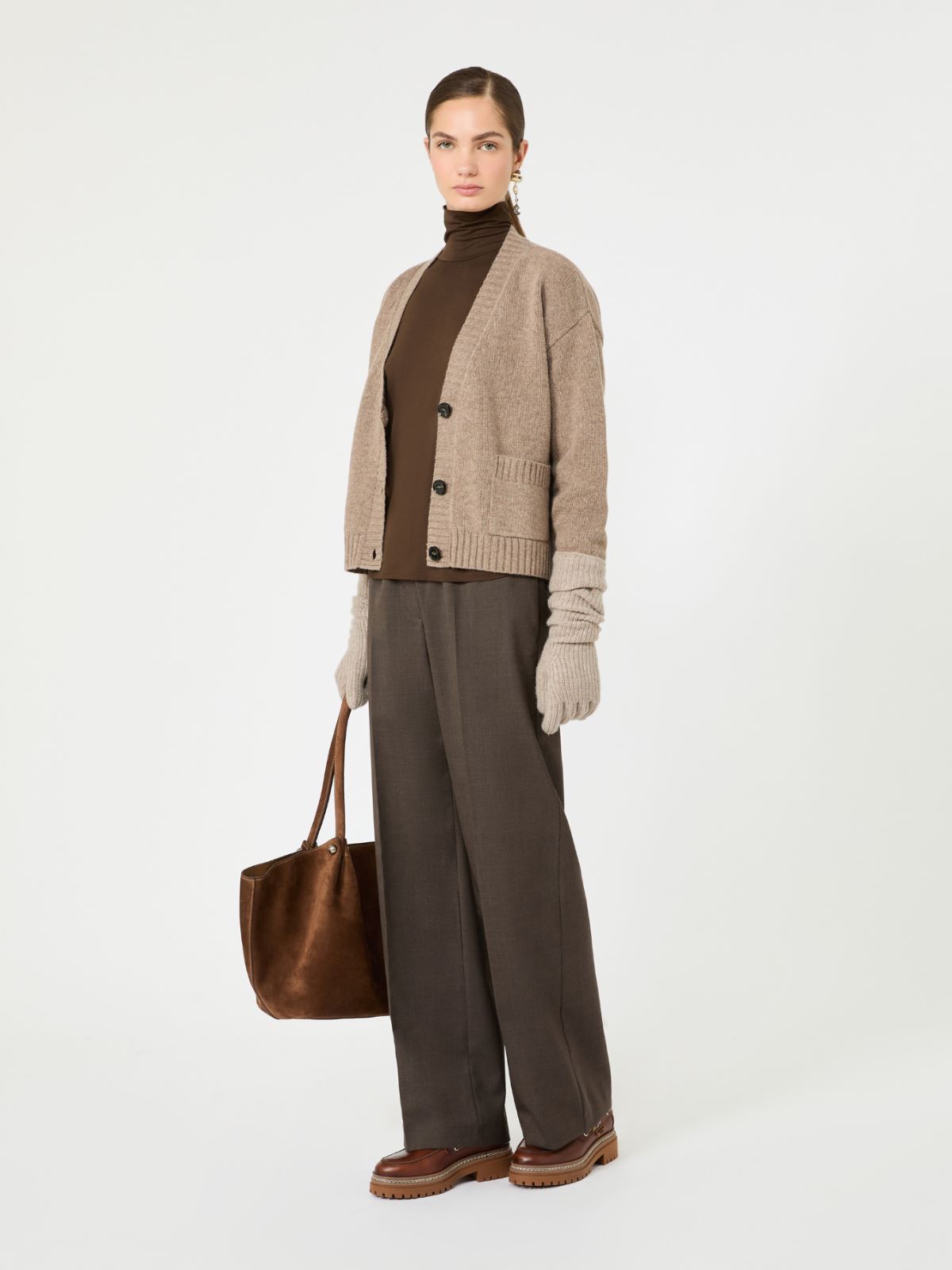 Slim-fit top in stretch viscose jersey + DARK BROWN - Max Mara