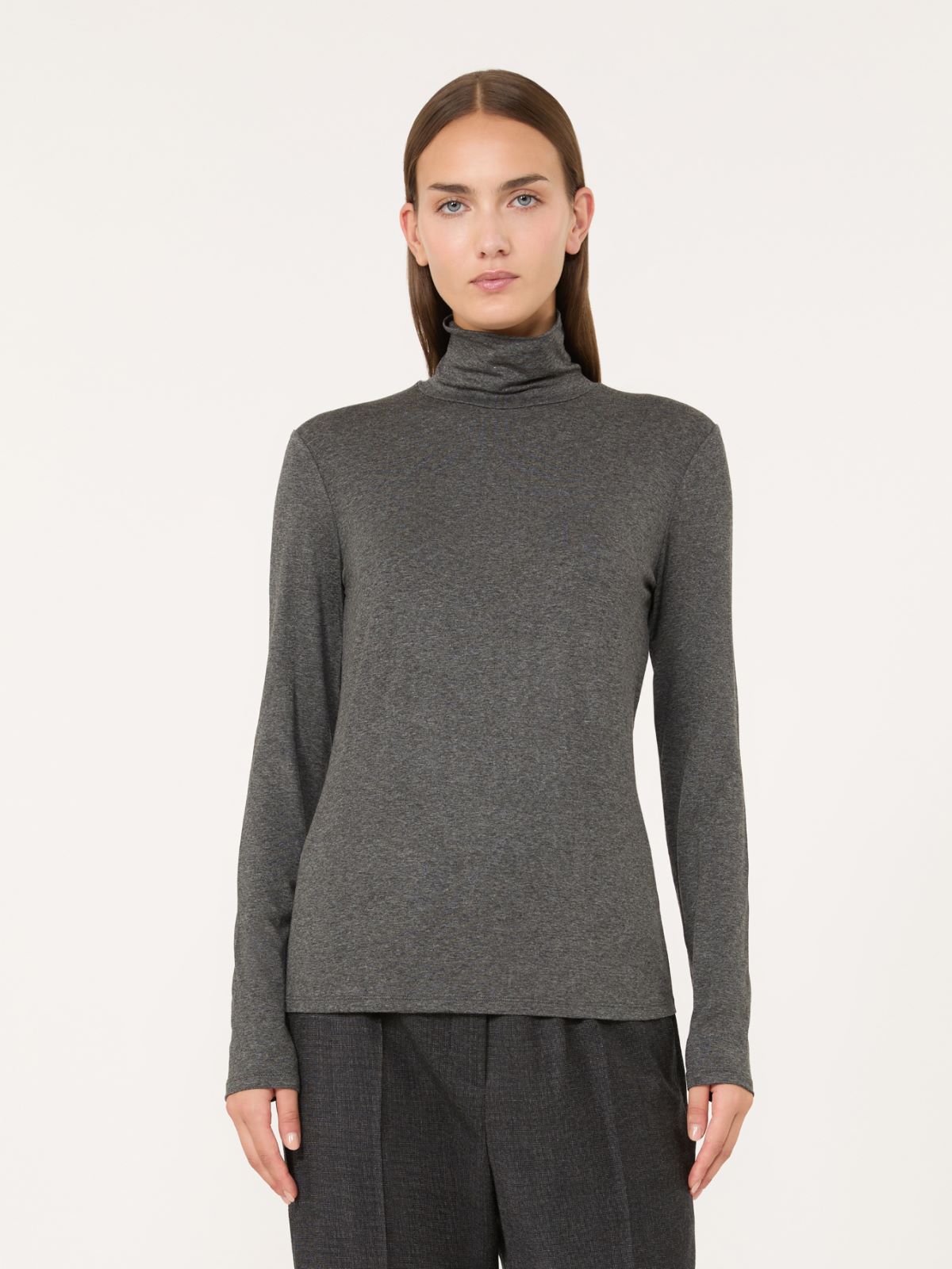 Slim-fit top in stretch viscose jersey - DARK GREY - Max Mara - 2