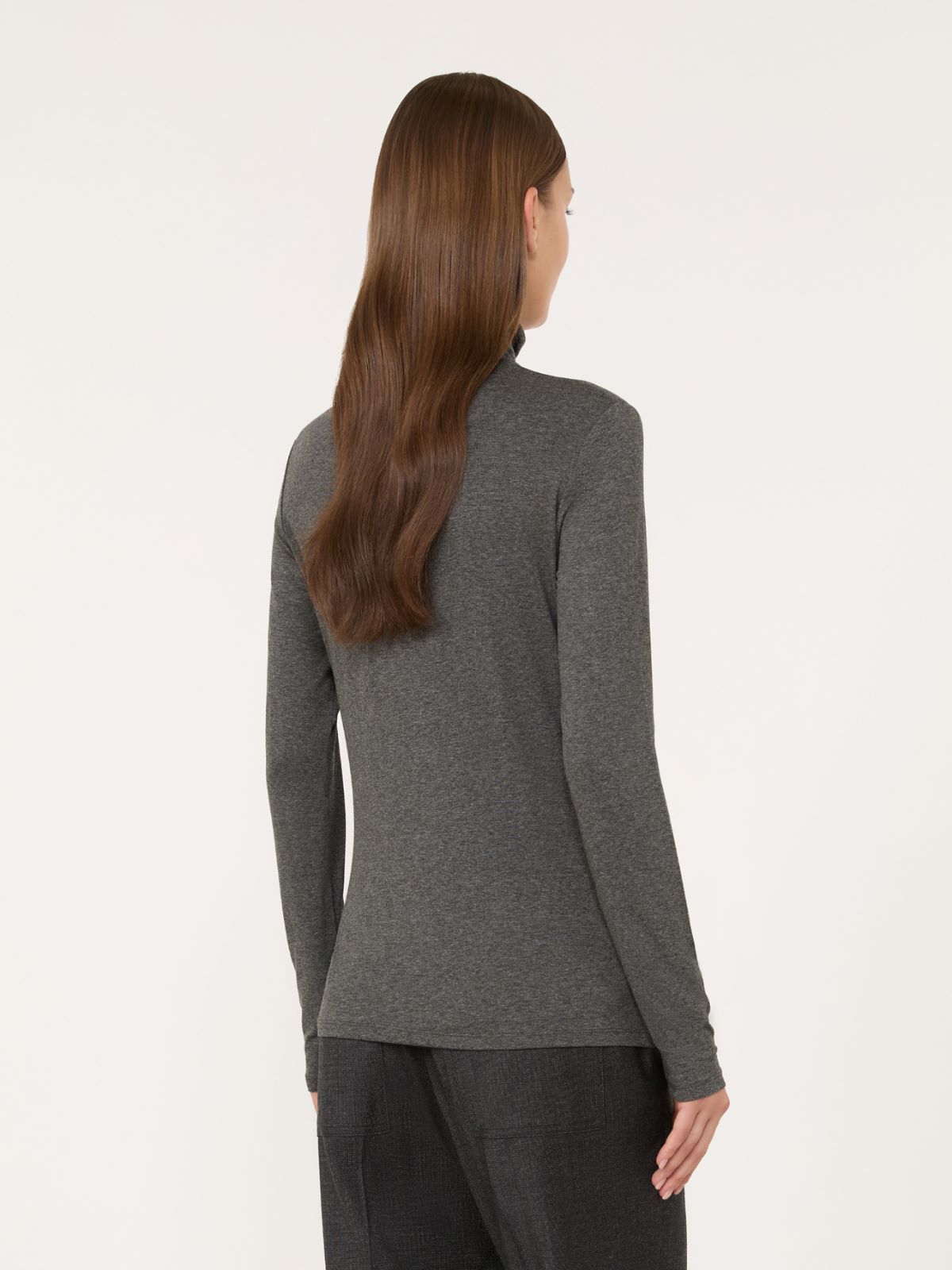 Slim-fit top in stretch viscose jersey - DARK GREY - Max Mara - 3