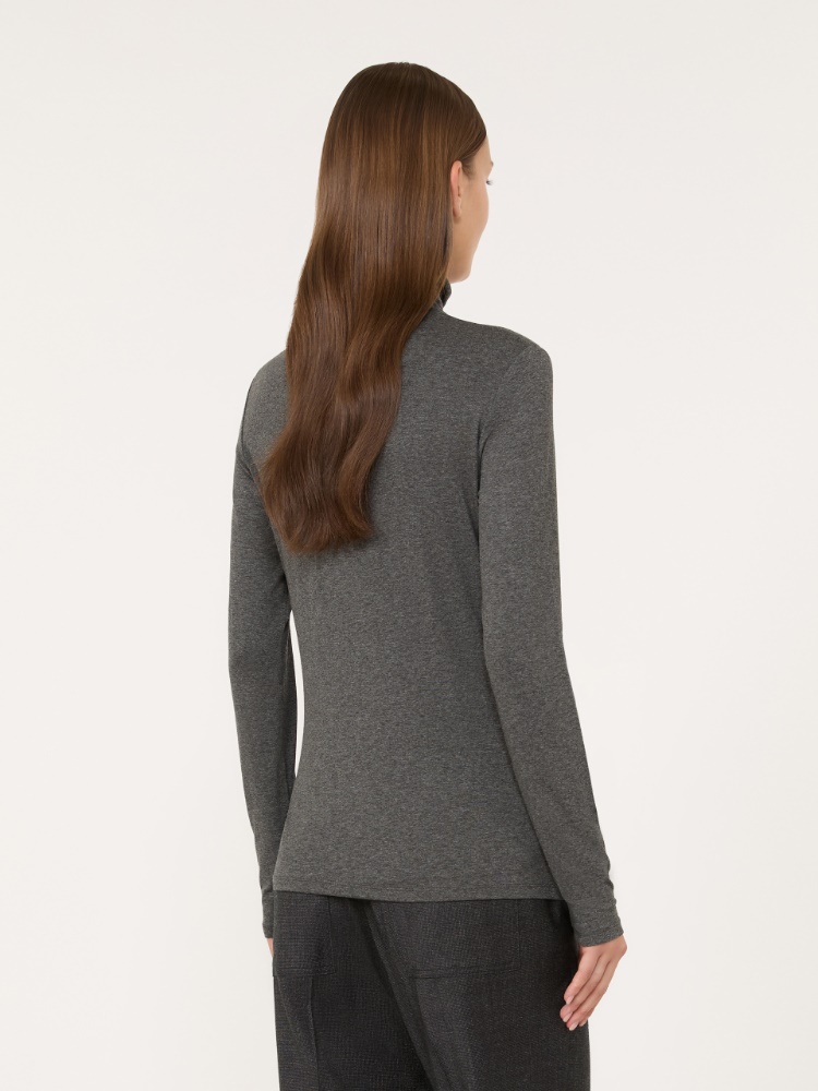 Slim-fit top in stretch viscose jersey - DARK GREY - Max Mara - 3