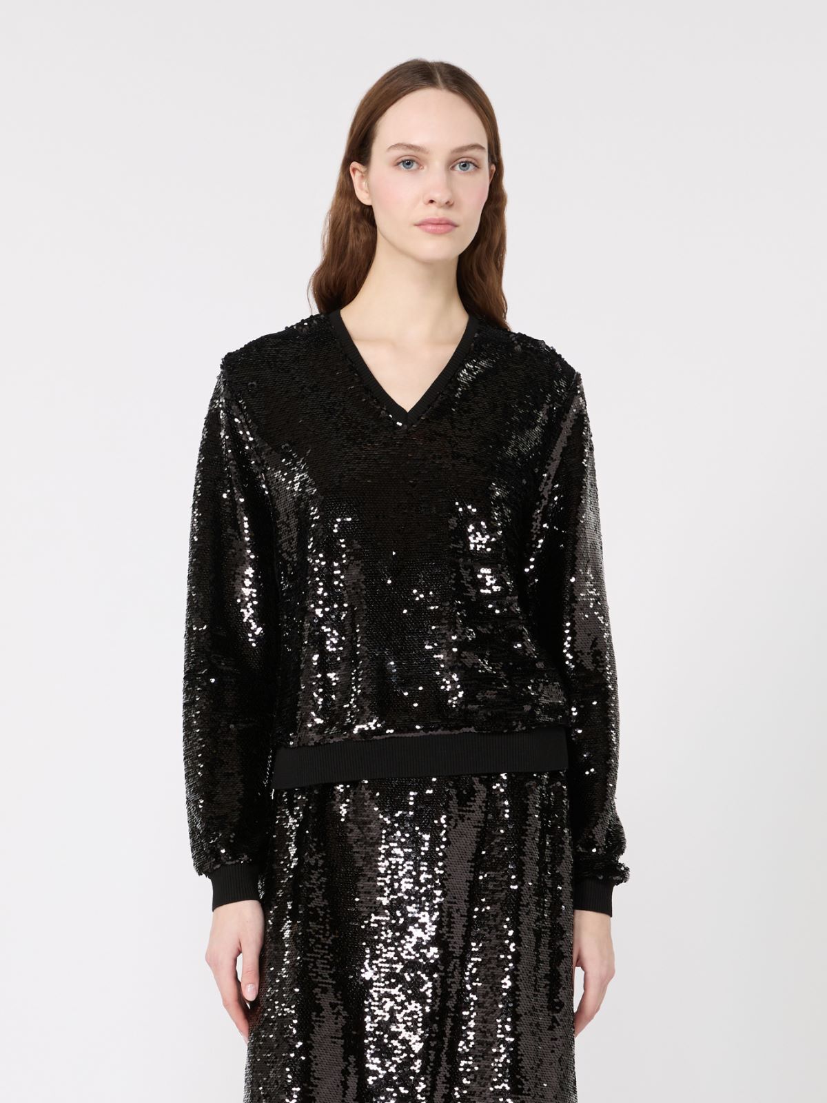 Jersey and sequin blouse - BLACK - Max Mara - 2