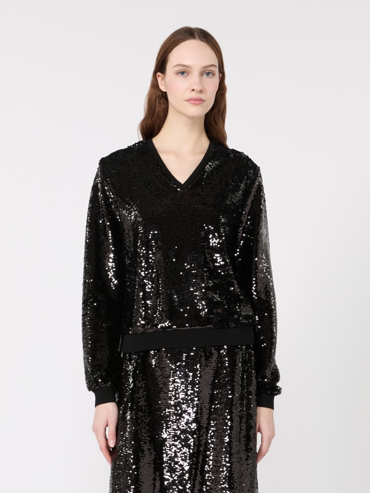 Jersey and sequin blouse - BLACK - Max Mara - 2