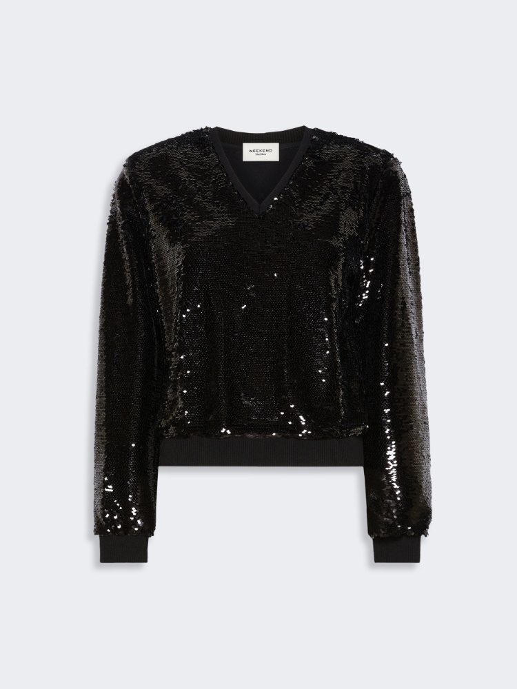 Jersey and sequin blouse - BLACK - Max Mara - 5