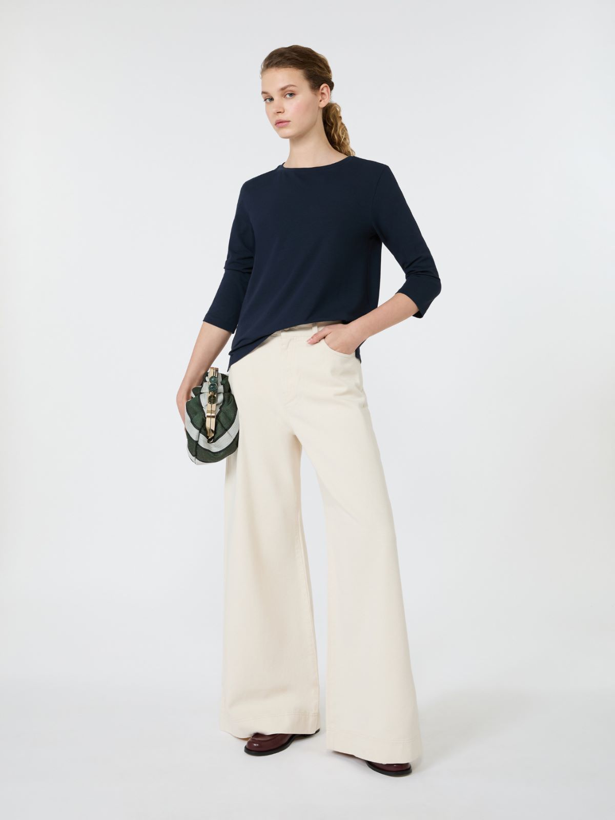 Camiseta de punto de algodón + AZUL - Max Mara