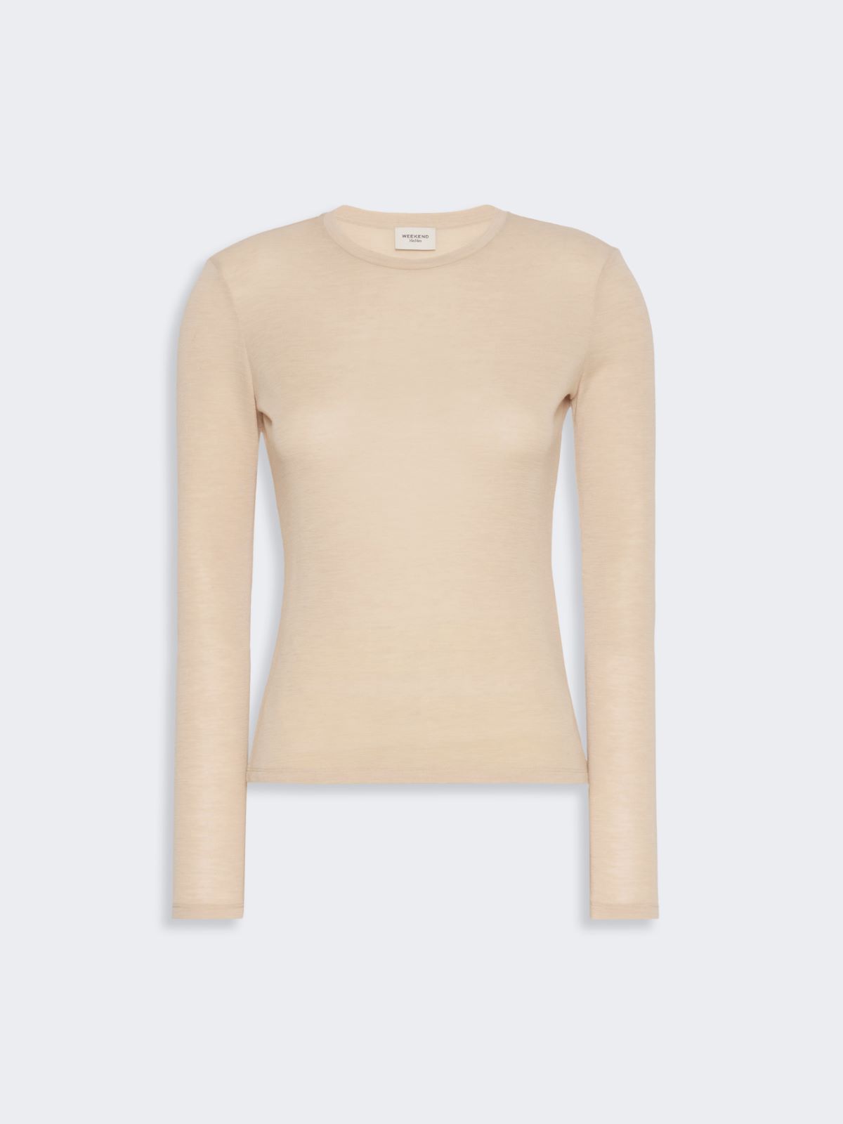 Wool and silk gauze jersey T-shirt - BEIGE - Max Mara - 5