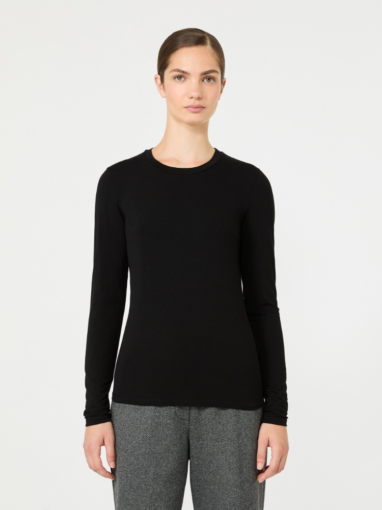 Stretch viscose jersey T-shirt - BLACK - Max Mara - 2