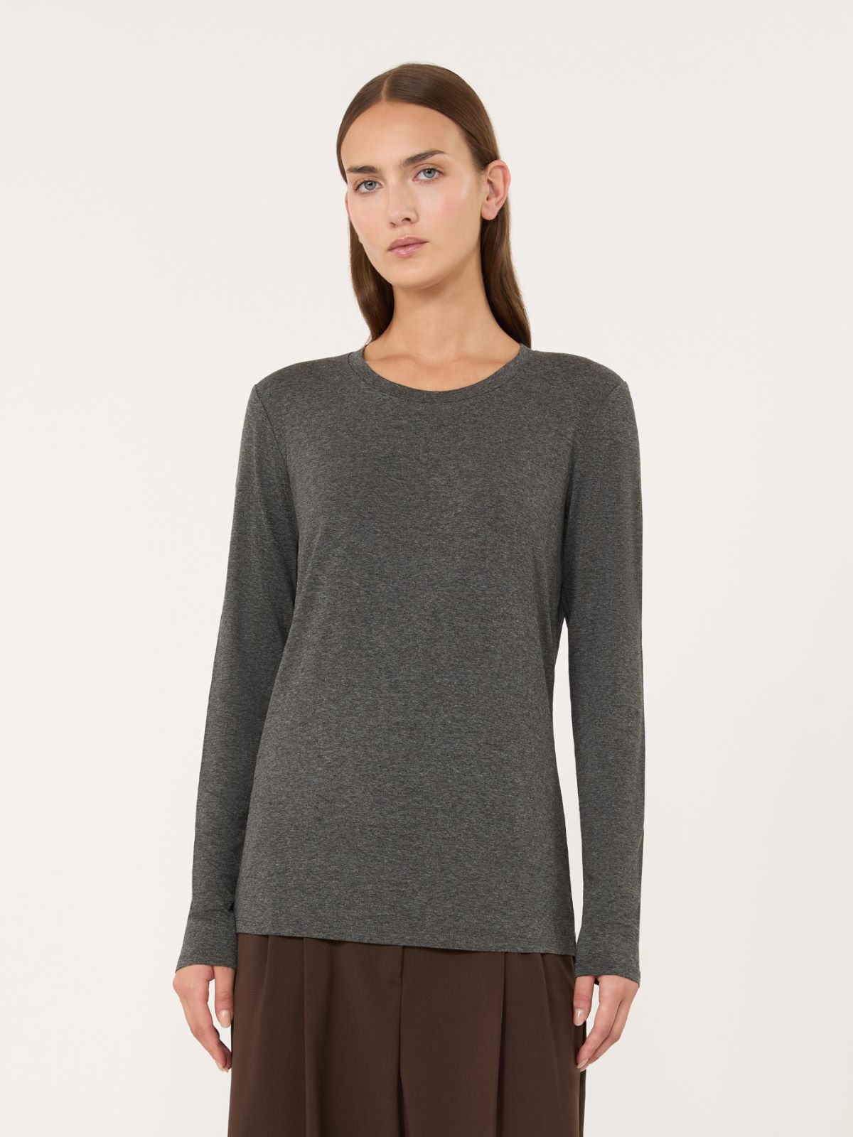 Stretch viscose jersey T-shirt - DARK GREY - Max Mara - 2
