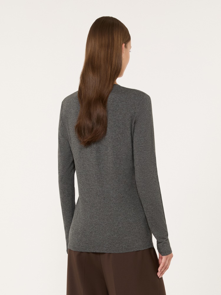 Stretch viscose jersey T-shirt - DARK GREY - Max Mara - 3