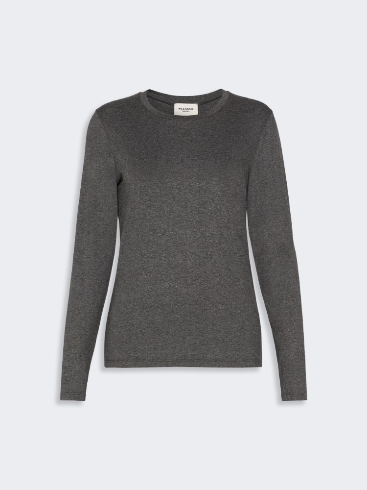 Stretch viscose jersey T-shirt - DARK GREY - Max Mara - 5