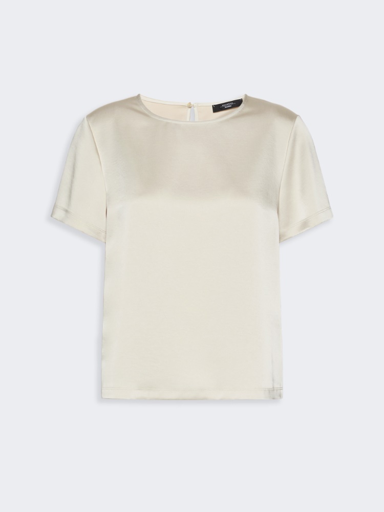 Camiseta de cuello redondo de satén - MARFIL