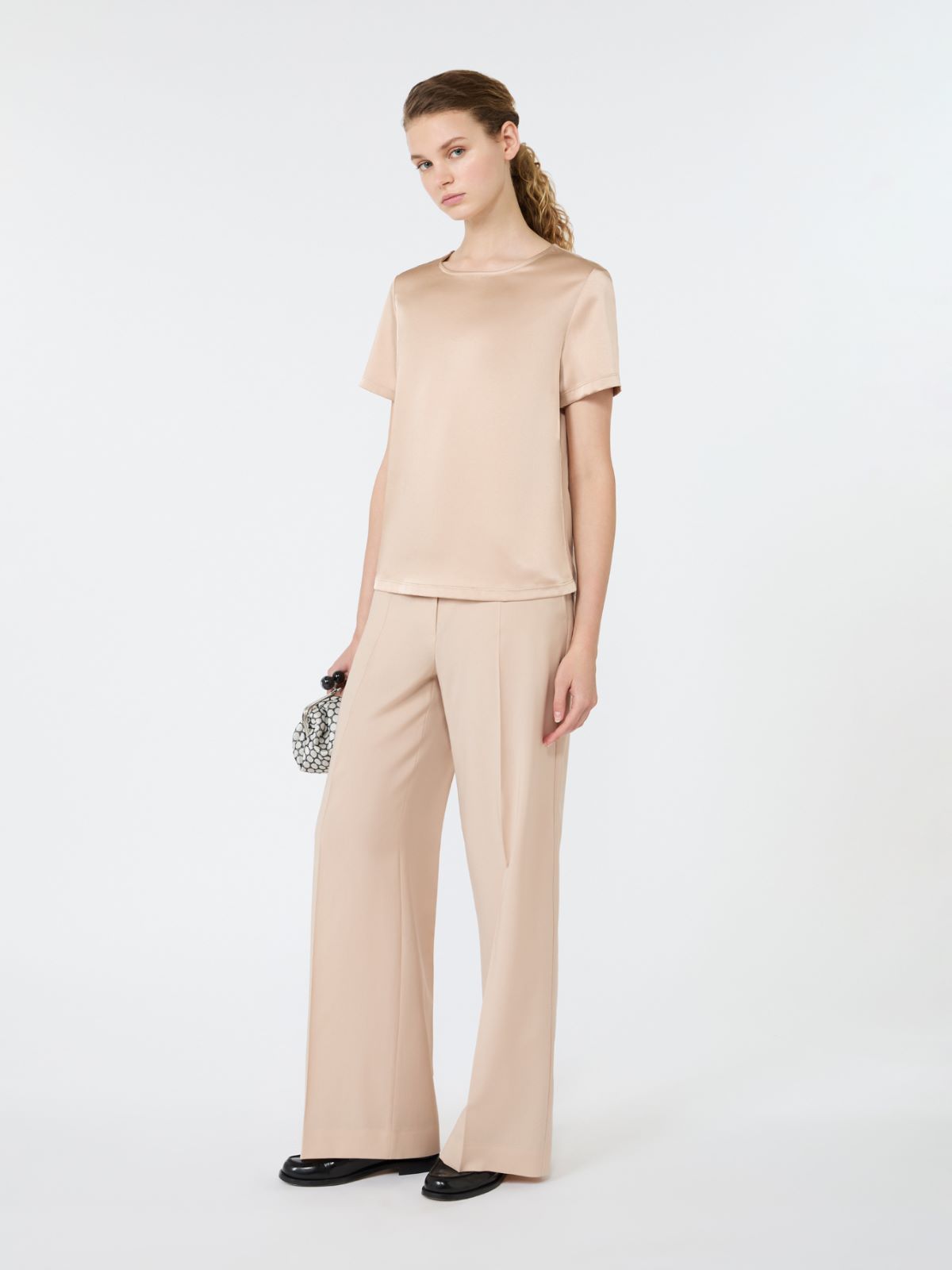 Satin crew-neck T-shirt + PINK - Max Mara