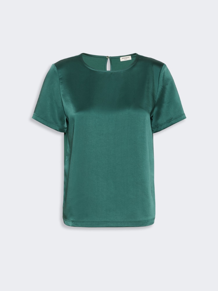 Camiseta de cuello redondo de satén - VERDE - 5