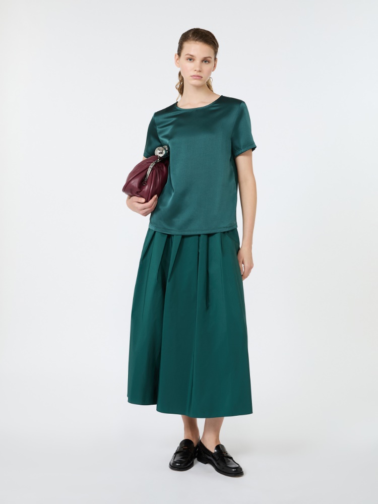 Camiseta de cuello redondo de satén + VERDE - Max Mara