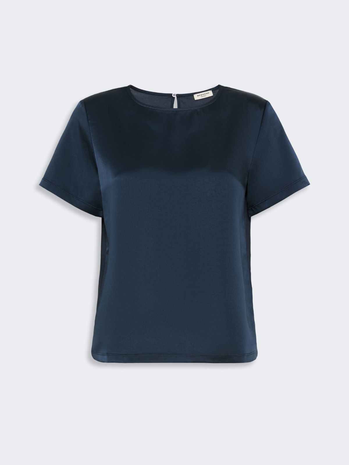 T-shirt à col rond en satin - BLEU - Max Mara - 5
